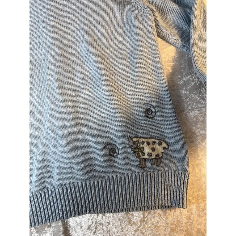 Pendleton Cardigan Women's M Vintage Blue Sheep Embroidered Cotton Cottagecore - Picture 7 of 10